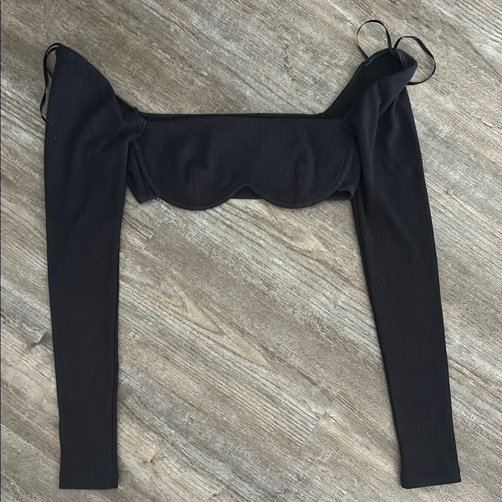 Princess Polly Black Ribbed Top